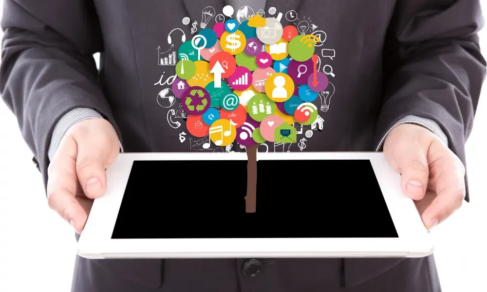 Personal branding on social media concept with digital marketing icons and online audience engagement