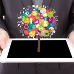 Personal branding on social media concept with digital marketing icons and online audience engagement